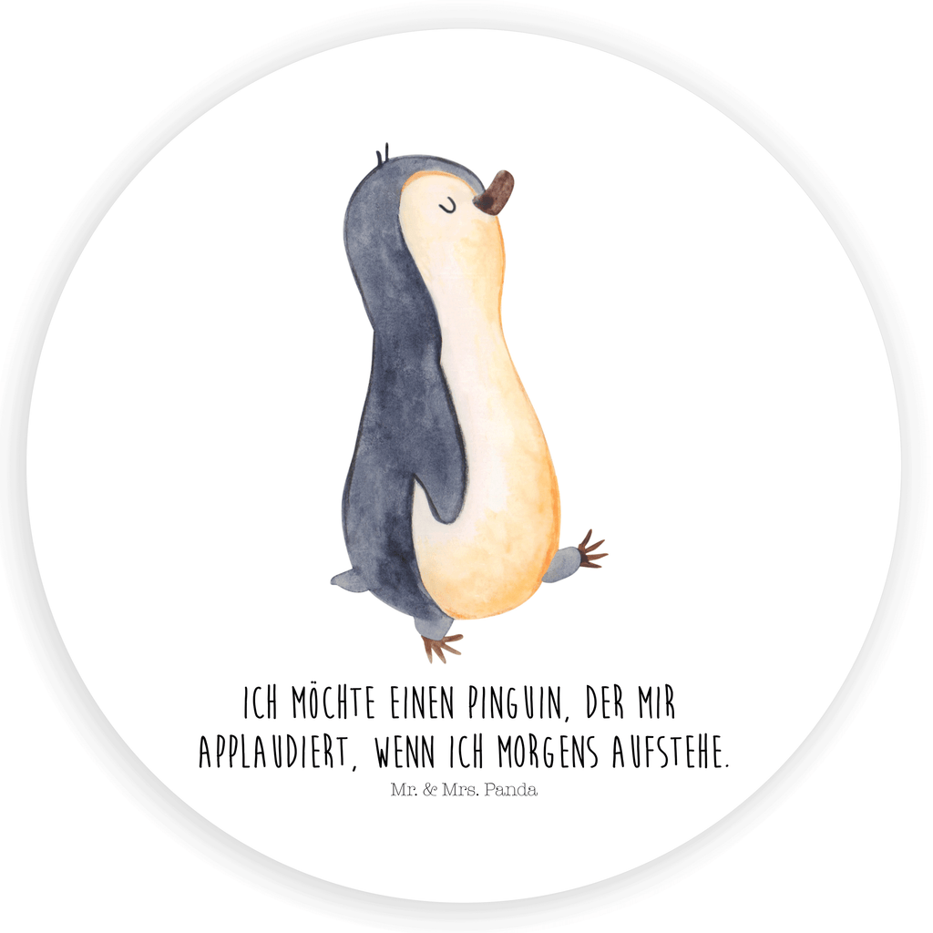 120mm Rund Aufkleber Pinguin marschierend Sticker, Aufkleber, Etikett, Kinder, rund, Pinguin, Pinguine, Frühaufsteher, Langschläfer, Bruder, Schwester, Familie