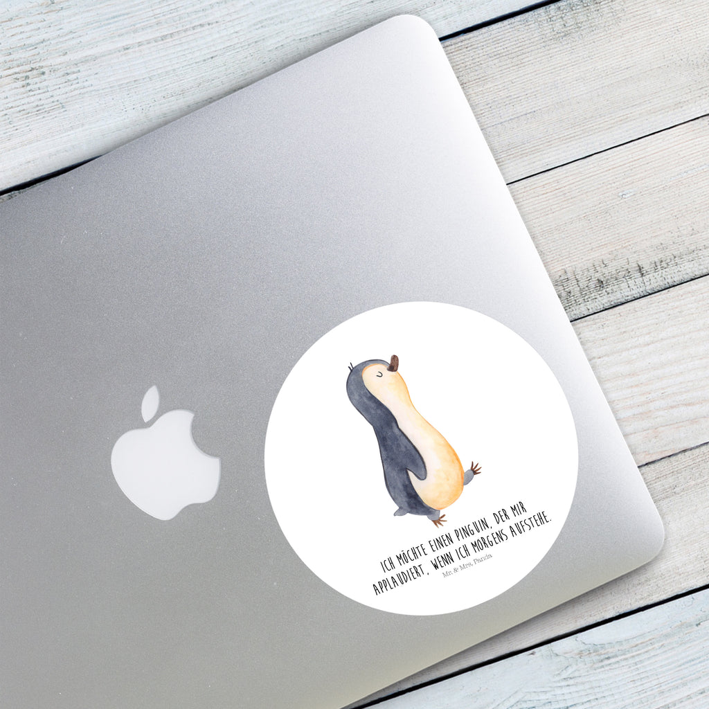 120mm Rund Aufkleber Pinguin marschierend Sticker, Aufkleber, Etikett, Kinder, rund, Pinguin, Pinguine, Frühaufsteher, Langschläfer, Bruder, Schwester, Familie