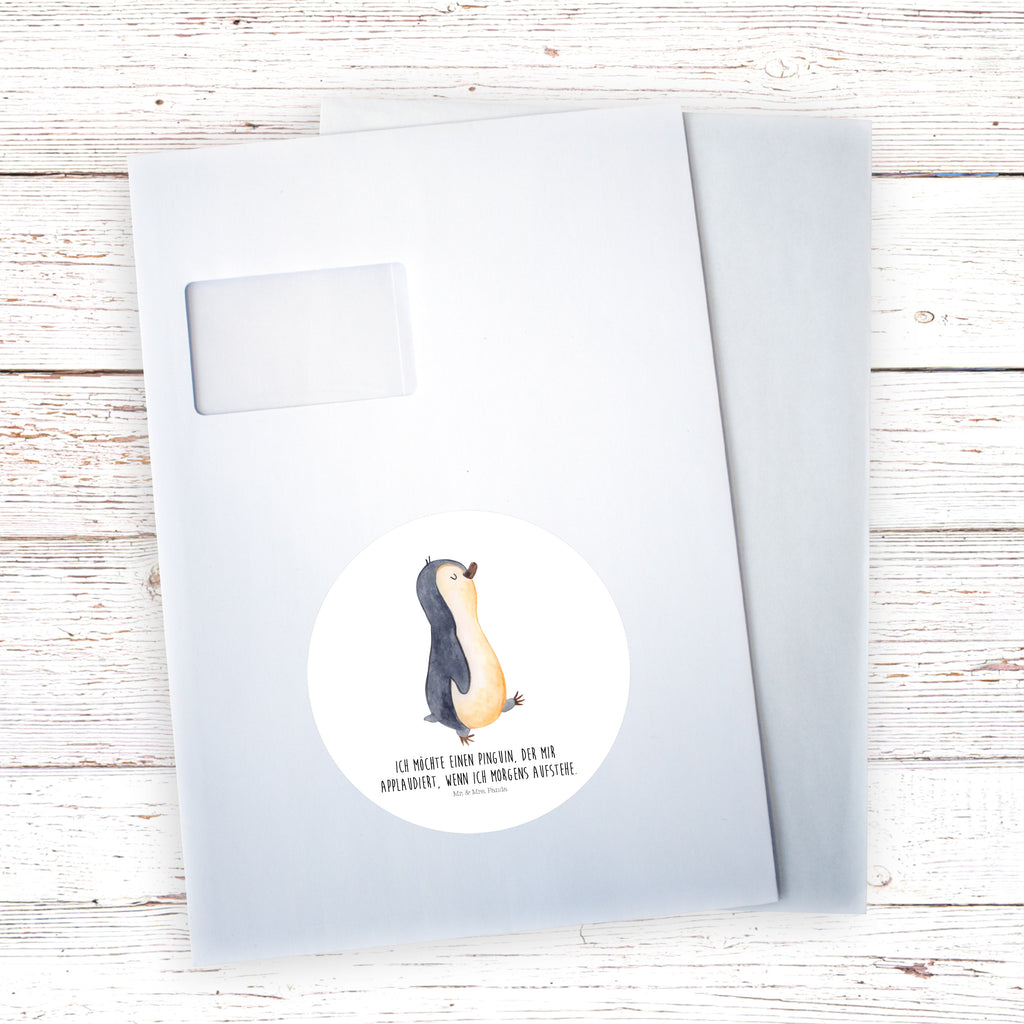 120mm Rund Aufkleber Pinguin marschierend Sticker, Aufkleber, Etikett, Kinder, rund, Pinguin, Pinguine, Frühaufsteher, Langschläfer, Bruder, Schwester, Familie