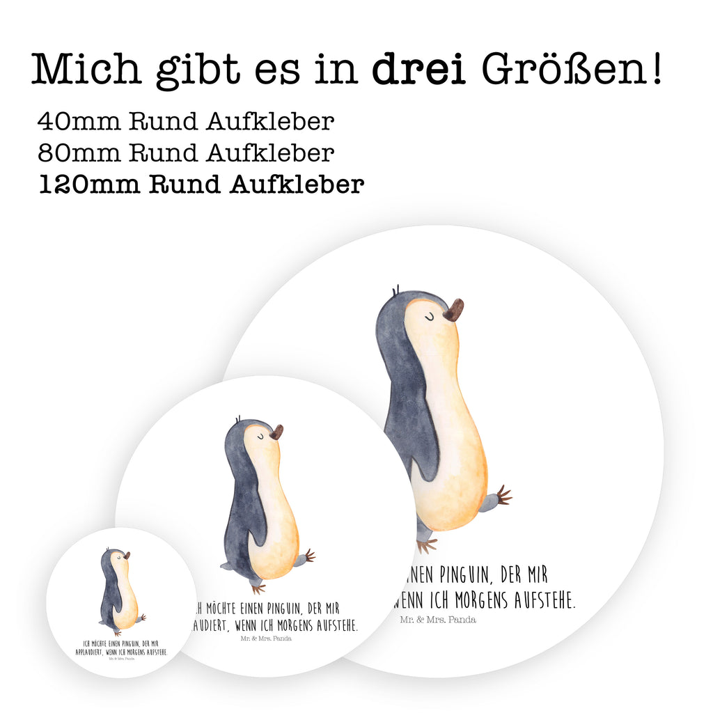 120mm Rund Aufkleber Pinguin marschierend Sticker, Aufkleber, Etikett, Kinder, rund, Pinguin, Pinguine, Frühaufsteher, Langschläfer, Bruder, Schwester, Familie