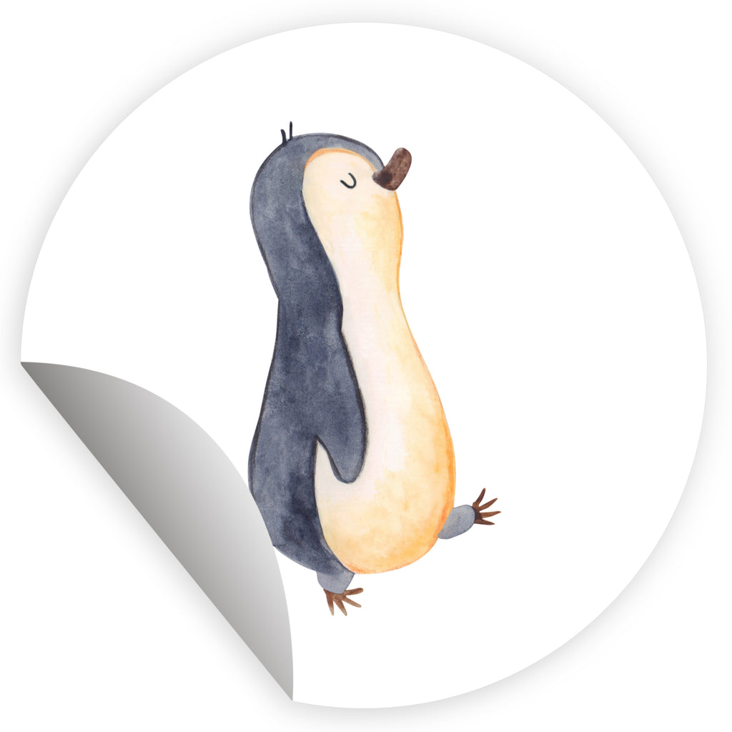 120mm Rund Aufkleber Pinguin marschierend Sticker, Aufkleber, Etikett, Kinder, rund, Pinguin, Pinguine, Frühaufsteher, Langschläfer, Bruder, Schwester, Familie