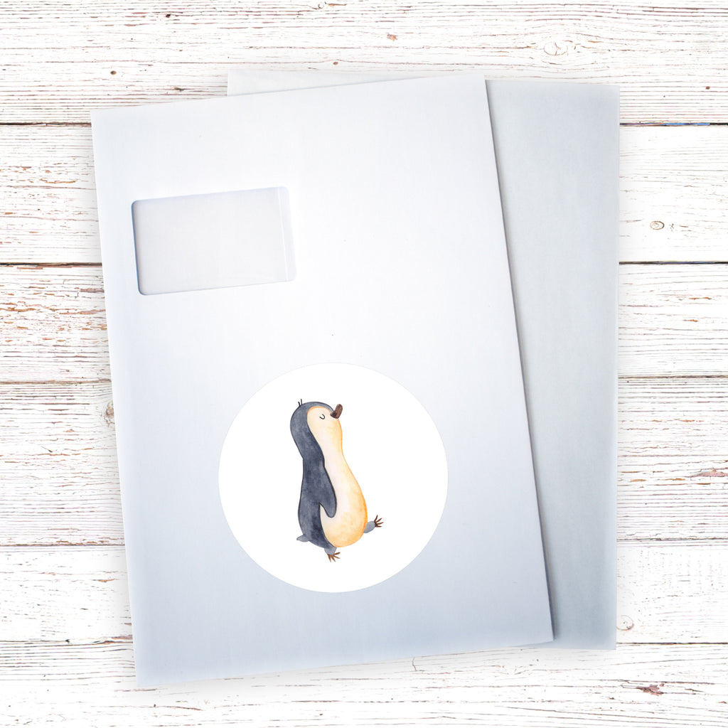 120mm Rund Aufkleber Pinguin marschierend Sticker, Aufkleber, Etikett, Kinder, rund, Pinguin, Pinguine, Frühaufsteher, Langschläfer, Bruder, Schwester, Familie