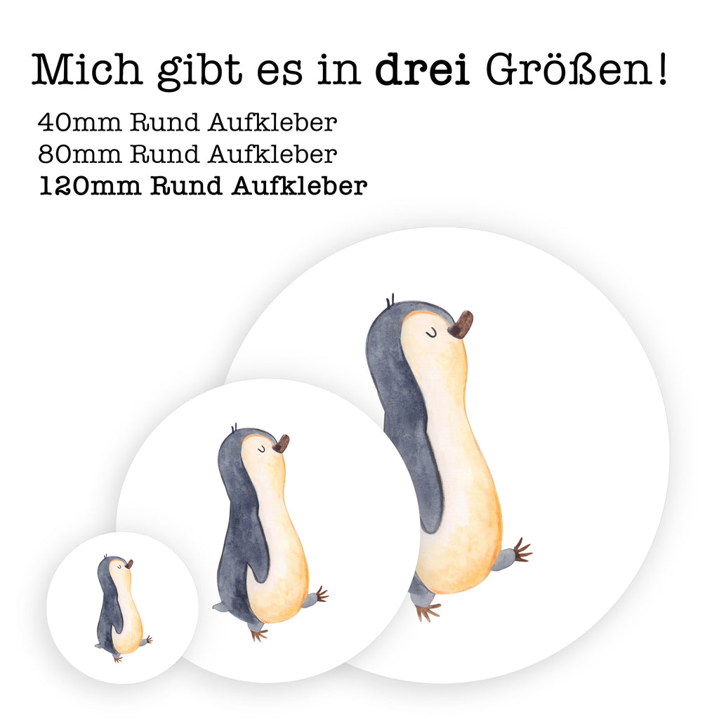120mm Rund Aufkleber Pinguin marschierend Sticker, Aufkleber, Etikett, Kinder, rund, Pinguin, Pinguine, Frühaufsteher, Langschläfer, Bruder, Schwester, Familie
