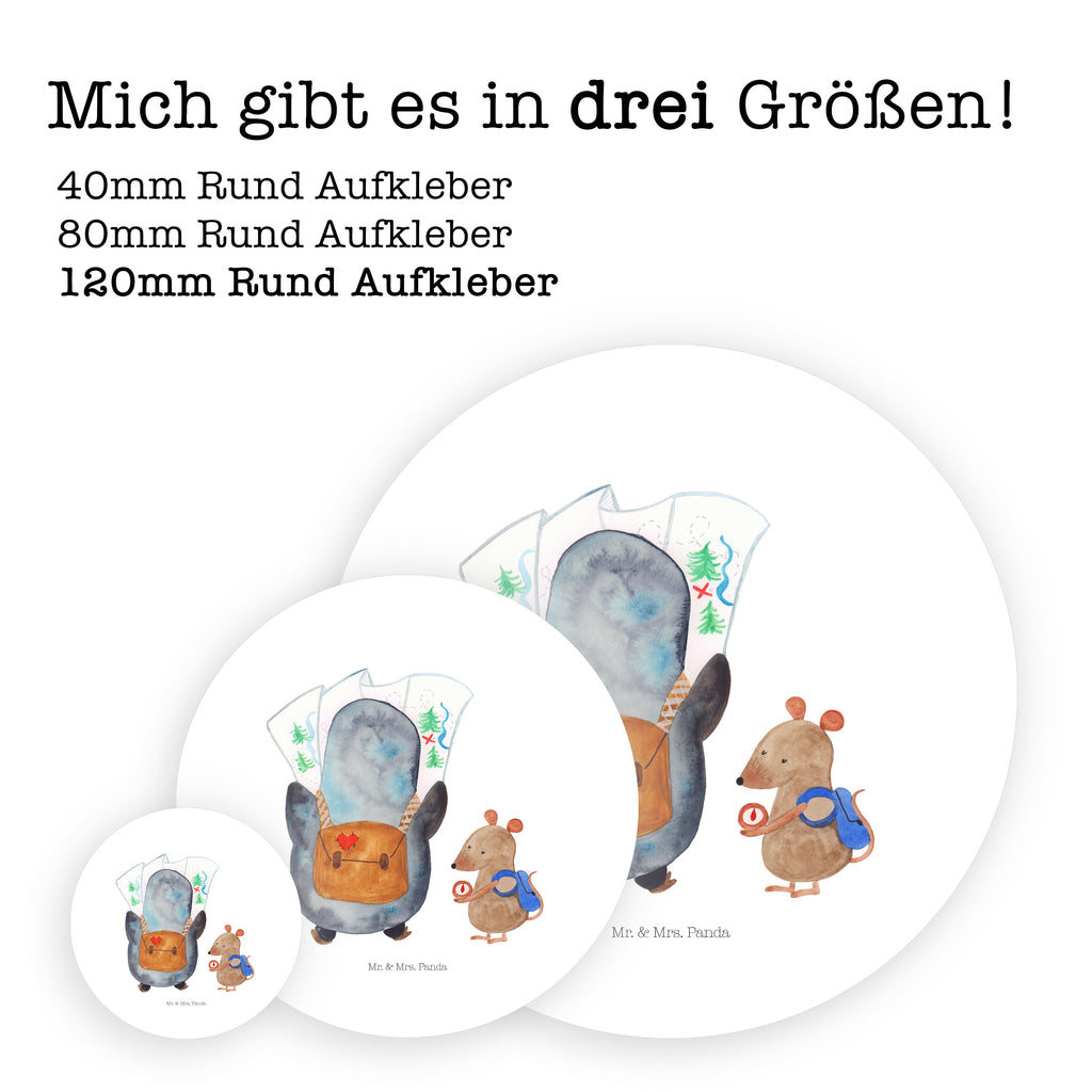 40mm Rund Aufkleber Pinguin & Maus Wanderer Sticker, Aufkleber, Etikett, Pinguin, Pinguine, Abenteurer, Abenteuer, Roadtrip, Ausflug, Wanderlust, wandern