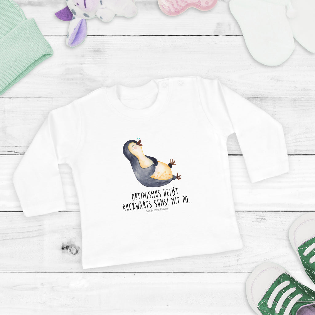 3-6 Monate Baby Longsleeve Pinguin lachend Mädchen, Jungen, Baby, Langarm, Bio, Kleidung, Pinguin, Pinguine, lustiger Spruch, Optimismus, Fröhlich, Lachen, Humor, Fröhlichkeit