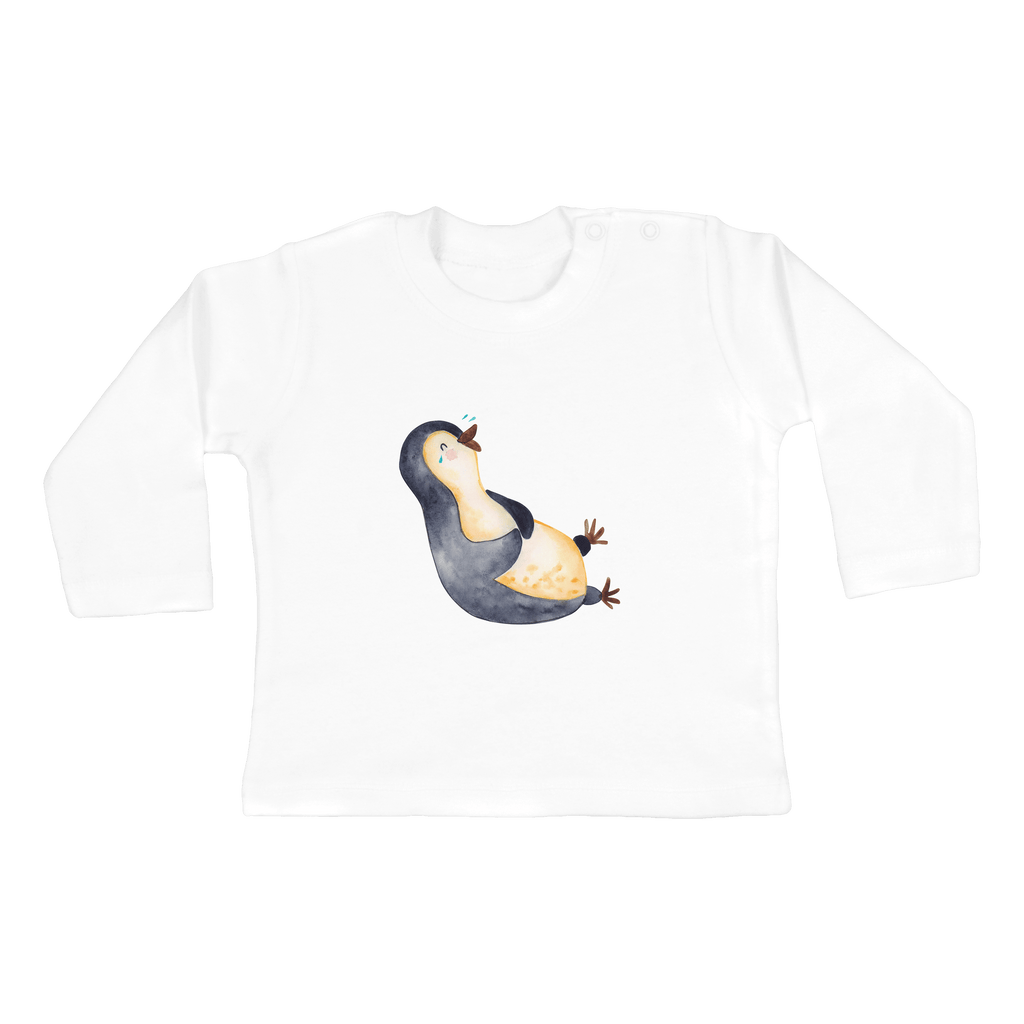 3-6 Monate Baby Longsleeve Pinguin lachend Mädchen, Jungen, Baby, Langarm, Bio, Kleidung, Pinguin, Pinguine, lustiger Spruch, Optimismus, Fröhlich, Lachen, Humor, Fröhlichkeit