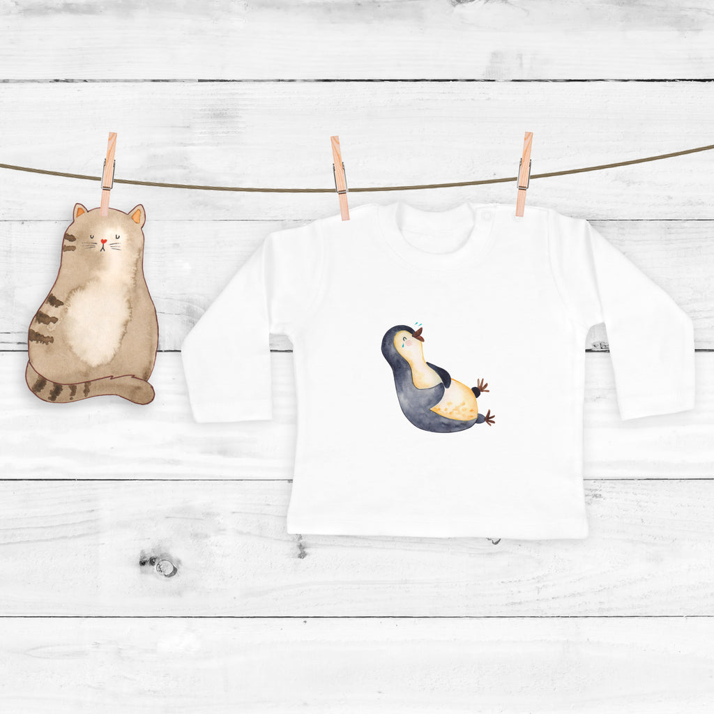 3-6 Monate Baby Longsleeve Pinguin lachend Mädchen, Jungen, Baby, Langarm, Bio, Kleidung, Pinguin, Pinguine, lustiger Spruch, Optimismus, Fröhlich, Lachen, Humor, Fröhlichkeit
