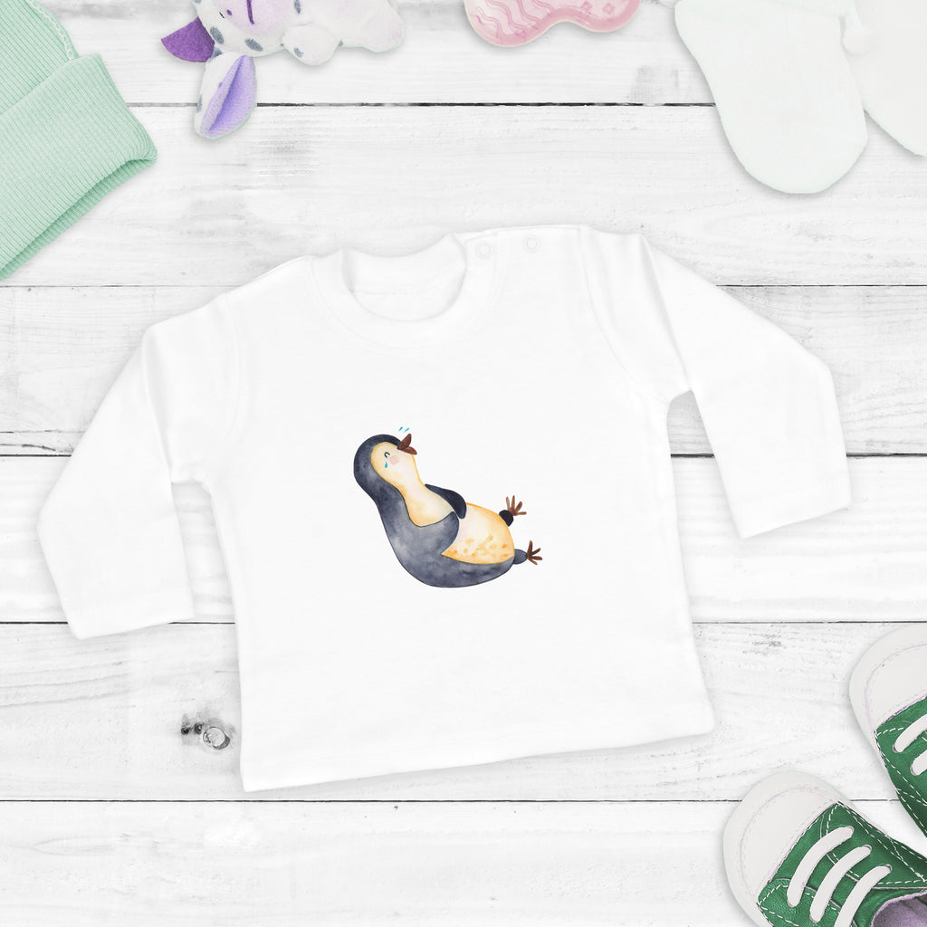 3-6 Monate Baby Longsleeve Pinguin lachend Mädchen, Jungen, Baby, Langarm, Bio, Kleidung, Pinguin, Pinguine, lustiger Spruch, Optimismus, Fröhlich, Lachen, Humor, Fröhlichkeit