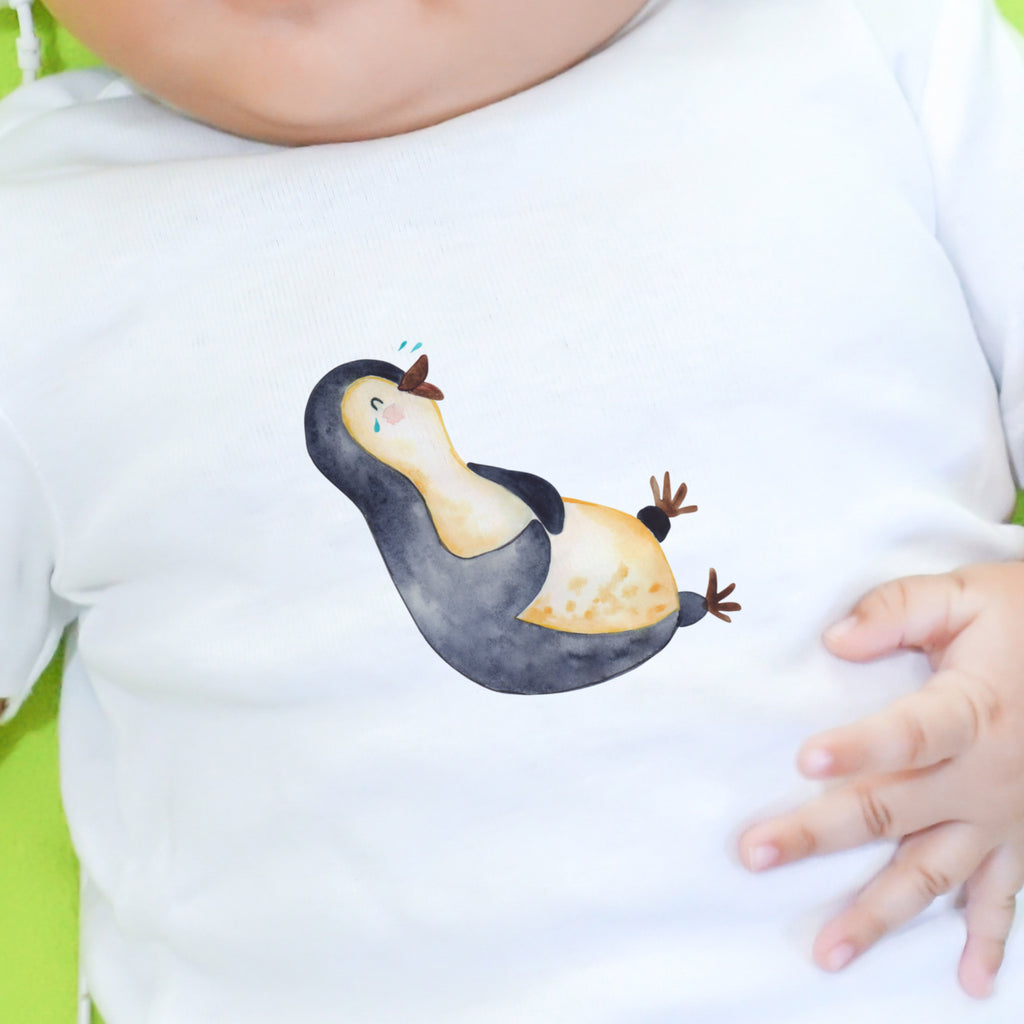 3-6 Monate Baby Longsleeve Pinguin lachend Mädchen, Jungen, Baby, Langarm, Bio, Kleidung, Pinguin, Pinguine, lustiger Spruch, Optimismus, Fröhlich, Lachen, Humor, Fröhlichkeit