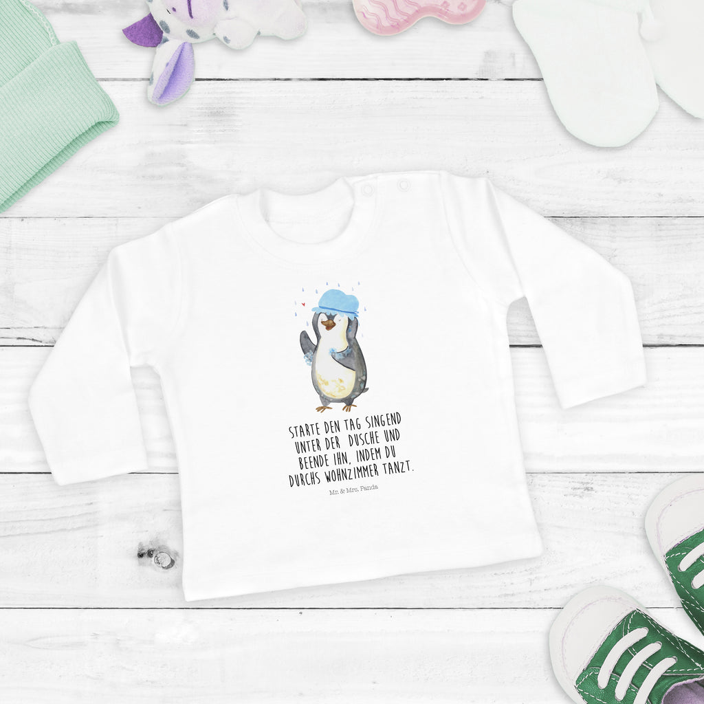 3-6 Monate Baby Longsleeve Pinguin duscht Mädchen, Jungen, Baby, Langarm, Bio, Kleidung, Pinguin, Pinguine, Dusche, duschen, Lebensmotto, Motivation, Neustart, Neuanfang, glücklich sein
