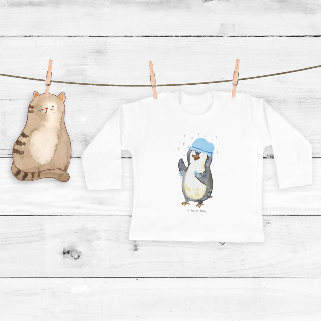 3-6 Monate Baby Longsleeve Pinguin duscht Mädchen, Jungen, Baby, Langarm, Bio, Kleidung, Pinguin, Pinguine, Dusche, duschen, Lebensmotto, Motivation, Neustart, Neuanfang, glücklich sein