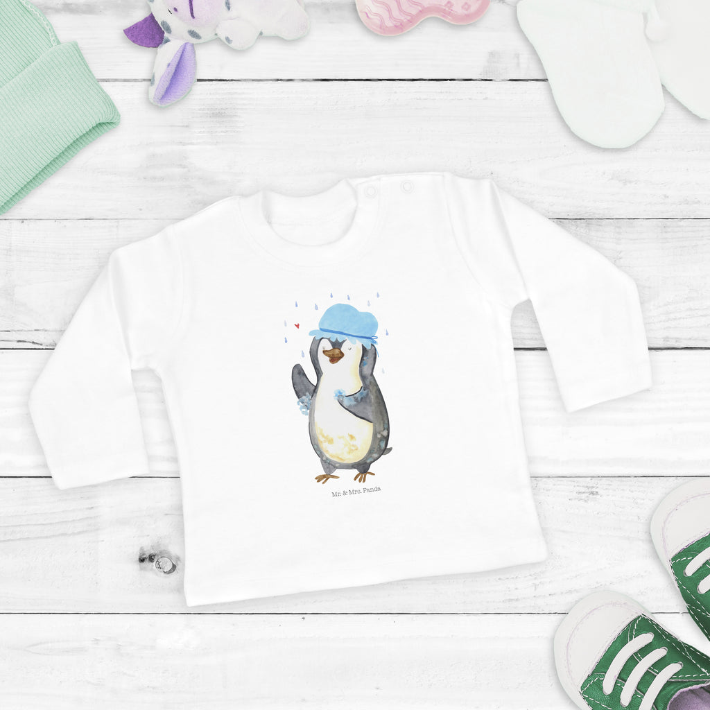 3-6 Monate Baby Longsleeve Pinguin duscht Mädchen, Jungen, Baby, Langarm, Bio, Kleidung, Pinguin, Pinguine, Dusche, duschen, Lebensmotto, Motivation, Neustart, Neuanfang, glücklich sein