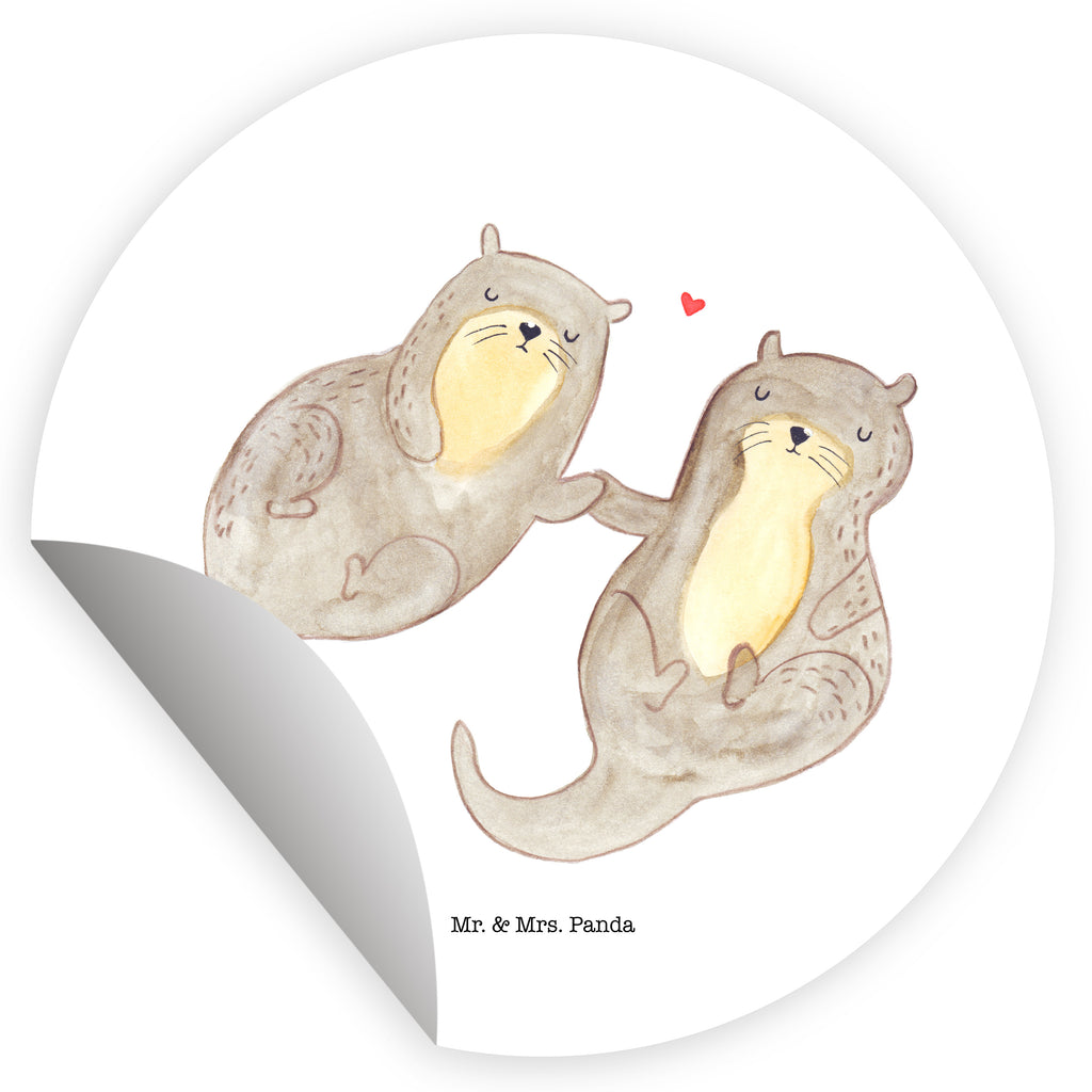 120mm Rund Aufkleber Otter händchenhaltend Sticker, Aufkleber, Etikett, Kinder, rund, Otter, Fischotter, Seeotter, Otter Seeotter See Otter