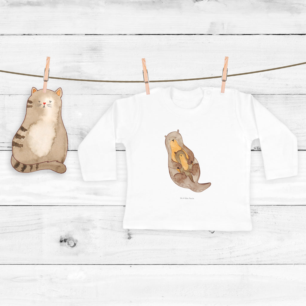 3-6 Monate Baby Longsleeve Otter mit Kind Mädchen, Jungen, Baby, Langarm, Bio, Kleidung, Otter, Fischotter, Seeotter, Otter Seeotter See Otter