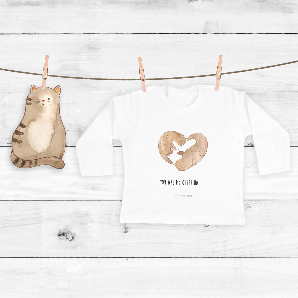 3-6 Monate Baby Longsleeve Otter Herz Mädchen, Jungen, Baby, Langarm, Bio, Kleidung, Otter, Fischotter, Seeotter, Liebe, Herz, Liebesbeweis, Liebesgeschenk, Bessere Hälfte, Love you, Jahrestag, Hochzeitstag, Verlobung, gemeinsames Leben