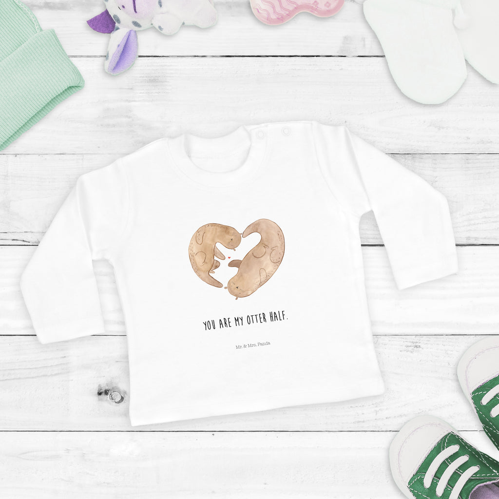 3-6 Monate Baby Longsleeve Otter Herz Mädchen, Jungen, Baby, Langarm, Bio, Kleidung, Otter, Fischotter, Seeotter, Liebe, Herz, Liebesbeweis, Liebesgeschenk, Bessere Hälfte, Love you, Jahrestag, Hochzeitstag, Verlobung, gemeinsames Leben