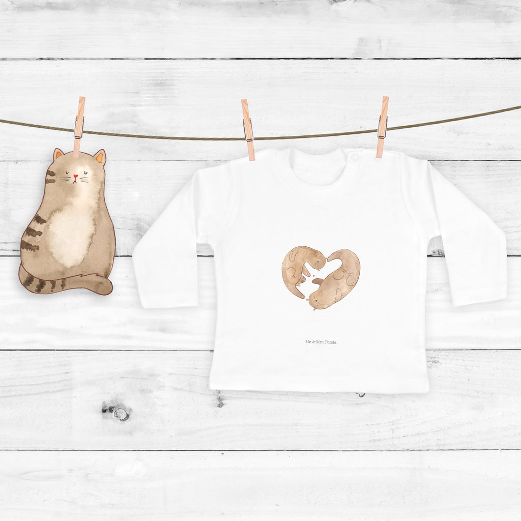 3-6 Monate Baby Longsleeve Otter Herz Mädchen, Jungen, Baby, Langarm, Bio, Kleidung, Otter, Fischotter, Seeotter, Liebe, Herz, Liebesbeweis, Liebesgeschenk, Bessere Hälfte, Love you, Jahrestag, Hochzeitstag, Verlobung, gemeinsames Leben