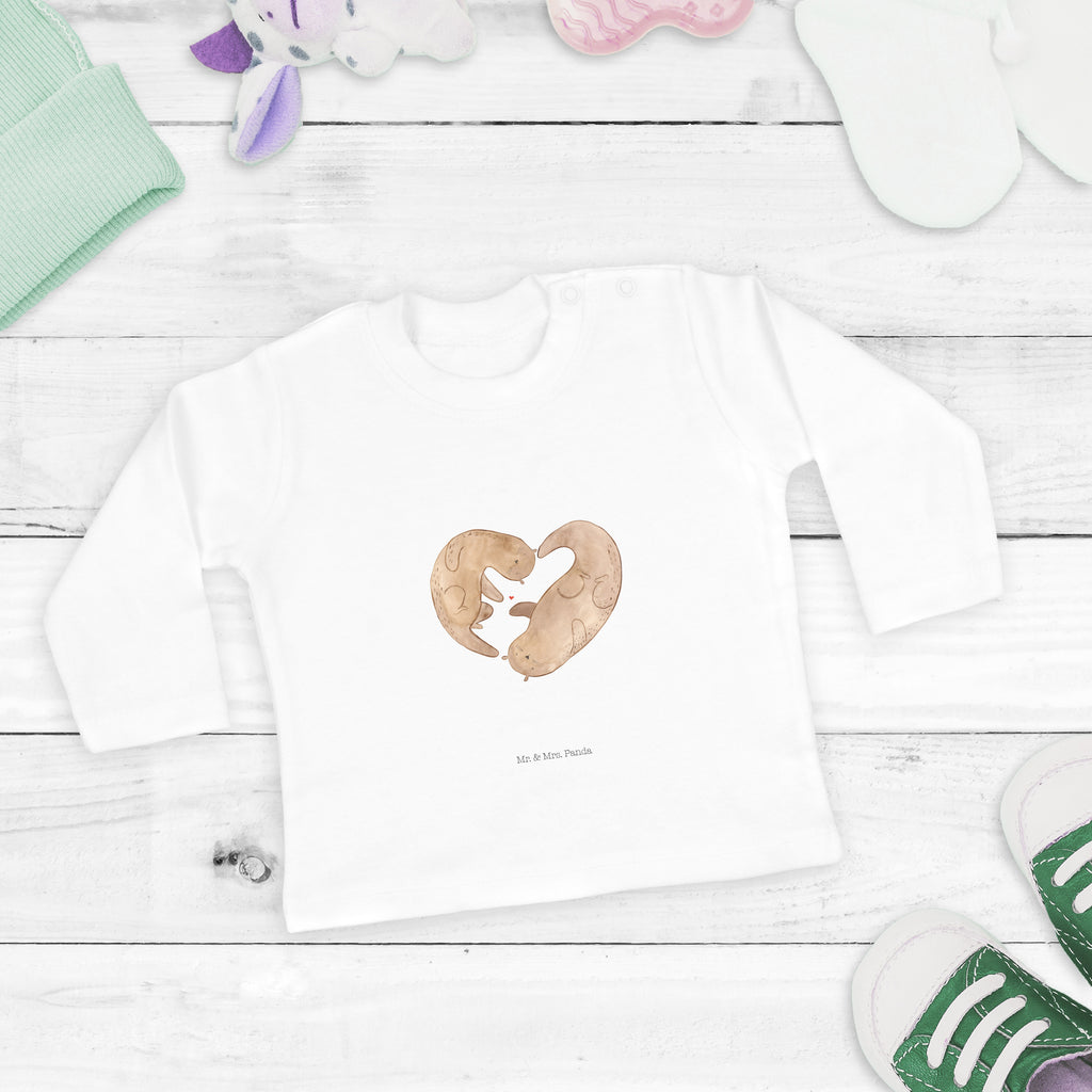 3-6 Monate Baby Longsleeve Otter Herz Mädchen, Jungen, Baby, Langarm, Bio, Kleidung, Otter, Fischotter, Seeotter, Liebe, Herz, Liebesbeweis, Liebesgeschenk, Bessere Hälfte, Love you, Jahrestag, Hochzeitstag, Verlobung, gemeinsames Leben