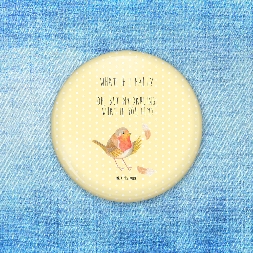 50mm Button Rotkehlchen mit Federn 50mm Button, Button, Pin, Anstecknadel, Tiermotive, Gute Laune, lustige Sprüche, Tiere, What if i fall, Rotkehlchen, Spruch Motivation, Spruch Mut, Vogel, Motivation Sprüche, Motivationsbilder, fliegen
