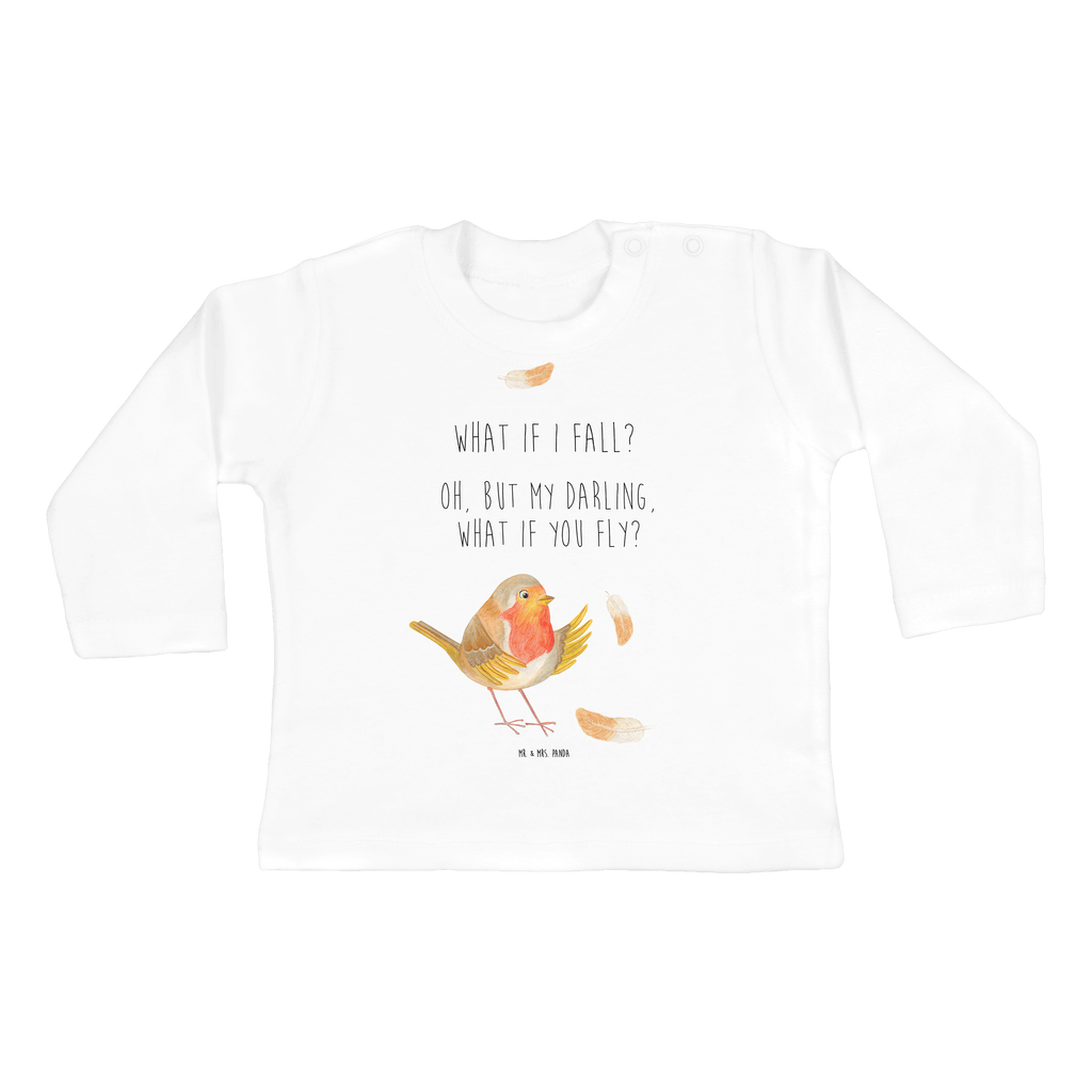 3-6 Monate Baby Longsleeve Rotkehlchen mit Federn Mädchen, Jungen, Baby, Longsleeve, Langarm, Bio, Kleidung, uni, Langarmshirt, Tiermotive, Gute Laune, lustige Sprüche, Tiere, What if i fall, Rotkehlchen, Spruch Motivation, Spruch Mut, Vogel, Motivation Sprüche, Motivationsbilder, fliegen