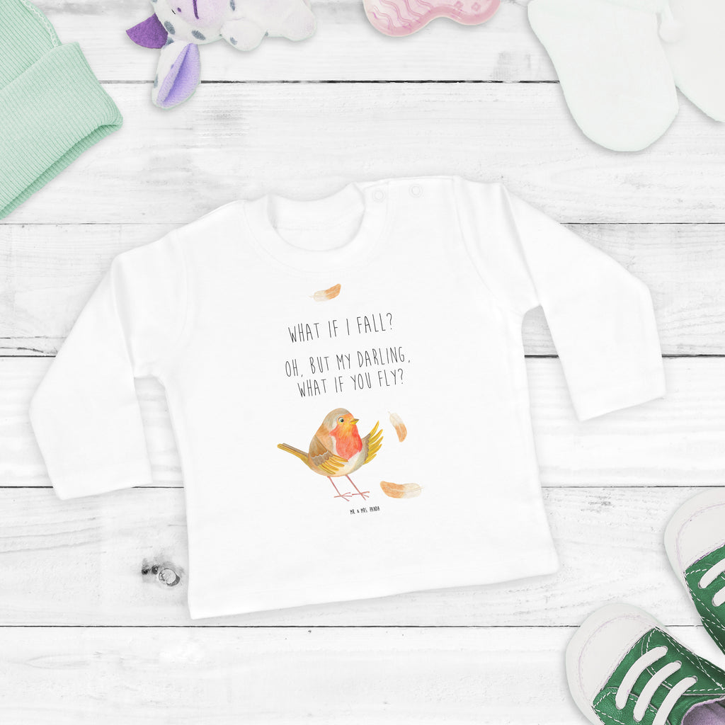 3-6 Monate Baby Longsleeve Rotkehlchen mit Federn Mädchen, Jungen, Baby, Longsleeve, Langarm, Bio, Kleidung, uni, Langarmshirt, Tiermotive, Gute Laune, lustige Sprüche, Tiere, What if i fall, Rotkehlchen, Spruch Motivation, Spruch Mut, Vogel, Motivation Sprüche, Motivationsbilder, fliegen