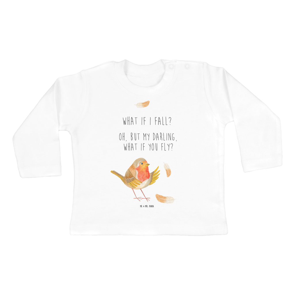 3-6 Monate Baby Longsleeve Rotkehlchen mit Federn Mädchen, Jungen, Baby, Longsleeve, Langarm, Bio, Kleidung, uni, Langarmshirt, Tiermotive, Gute Laune, lustige Sprüche, Tiere, What if i fall, Rotkehlchen, Spruch Motivation, Spruch Mut, Vogel, Motivation Sprüche, Motivationsbilder, fliegen