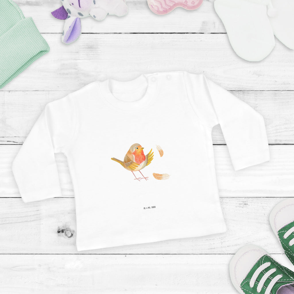 3-6 Monate Baby Longsleeve Rotkehlchen mit Federn Mädchen, Jungen, Baby, Longsleeve, Langarm, Bio, Kleidung, uni, Langarmshirt, Tiermotive, Gute Laune, lustige Sprüche, Tiere, What if i fall, Rotkehlchen, Spruch Motivation, Spruch Mut, Vogel, Motivation Sprüche, Motivationsbilder, fliegen