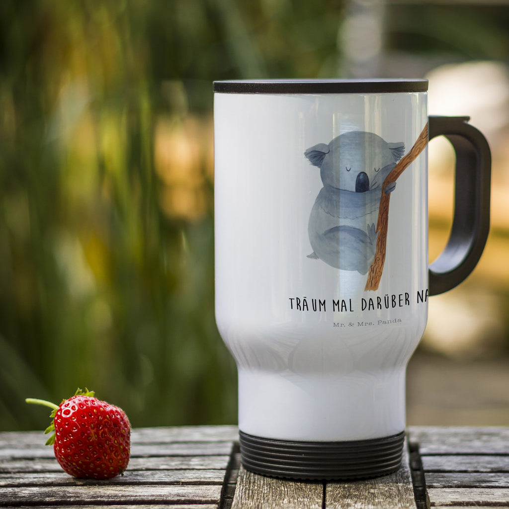 Thermobecher Koalabär Thermobecher, To Go Becher, Thermotasse, Kaffeebecher, Isolierbecher, Thermobecher To Go, Warmhaltetasse, Edelstahlbecher, Reisebecher, Tasse mit Deckel, Thermobecher für 400 ml, Kaffeetasse zum Mitnehmen, Tasse zum Mitnehmen, Spülmaschinenfest, Tiermotive, Gute Laune, lustige Sprüche, Tiere, Koala, träumen, Traum, schlafen, Schlafzimmer, Traumland, Bär, Koalabär