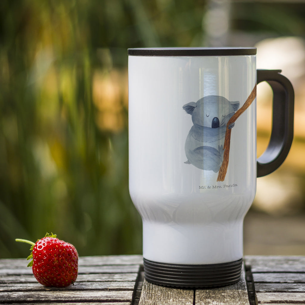 Thermobecher Koalabär Thermobecher, To Go Becher, Thermotasse, Kaffeebecher, Isolierbecher, Thermobecher To Go, Warmhaltetasse, Edelstahlbecher, Reisebecher, Tasse mit Deckel, Thermobecher für 400 ml, Kaffeetasse zum Mitnehmen, Tasse zum Mitnehmen, Spülmaschinenfest, Tiermotive, Gute Laune, lustige Sprüche, Tiere, Koala, träumen, Traum, schlafen, Schlafzimmer, Traumland, Bär, Koalabär