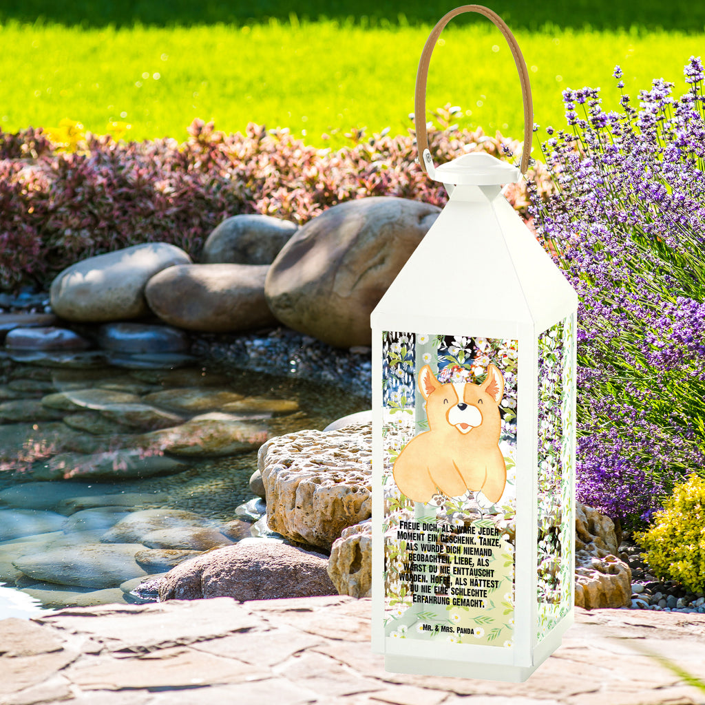 Deko Laterne Corgie Gartenlampe, Gartenleuchte, Gartendekoration, Gartenlicht, Laterne  kleine Laternen, XXL Laternen, Laterne groß, Hund, Hundemotiv, Haustier, Hunderasse, Tierliebhaber, Hundebesitzer, Sprüche, Corgie, Welsh Corgie Pembroke, britisch, Motivation, Spruch, Hundespruch, Lebensfreude