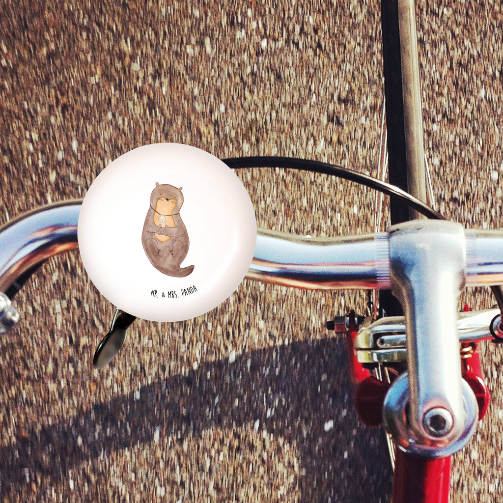 XL Fahrradklingel Otter mit Muschelmedaillon Fahrradklingel, Fahrradglocke, Fahrrad, Mountainbike, Lenker, Laut, Motiv, Klang, Otter, Fischotter, Seeotter, Otterliebe, grübeln, träumen, Motivation, Tagträumen, Büro