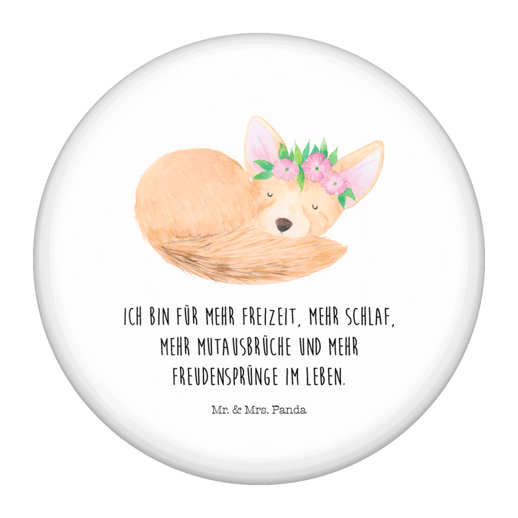 50mm Button Wüstenfuchs Blumenkranz 50mm Button, Button, Pin, Anstecknadel, Afrika, Wildtiere, Wüste, Wüstenfuchs, Blumen, Blumenkranz, Glücklich