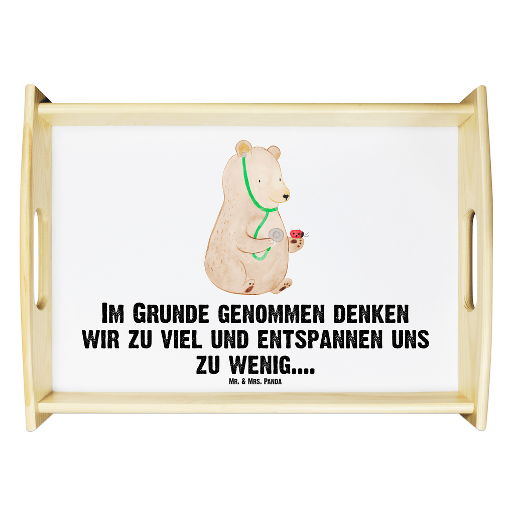 Serviertablett Bär Arzt Tablett, Holztablett, Küchentablett, Dekotablett, Frühstückstablett, Bär, Teddy, Teddybär, Arzt, Ärztin, Doktor, Professor, Doktorin, Professorin