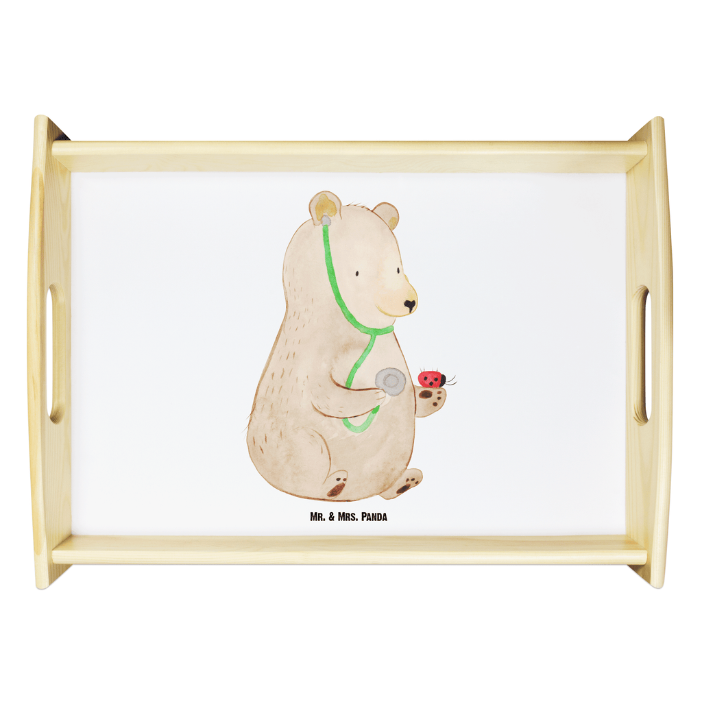 Serviertablett Bär Arzt Tablett, Holztablett, Küchentablett, Dekotablett, Frühstückstablett, Bär, Teddy, Teddybär, Arzt, Ärztin, Doktor, Professor, Doktorin, Professorin