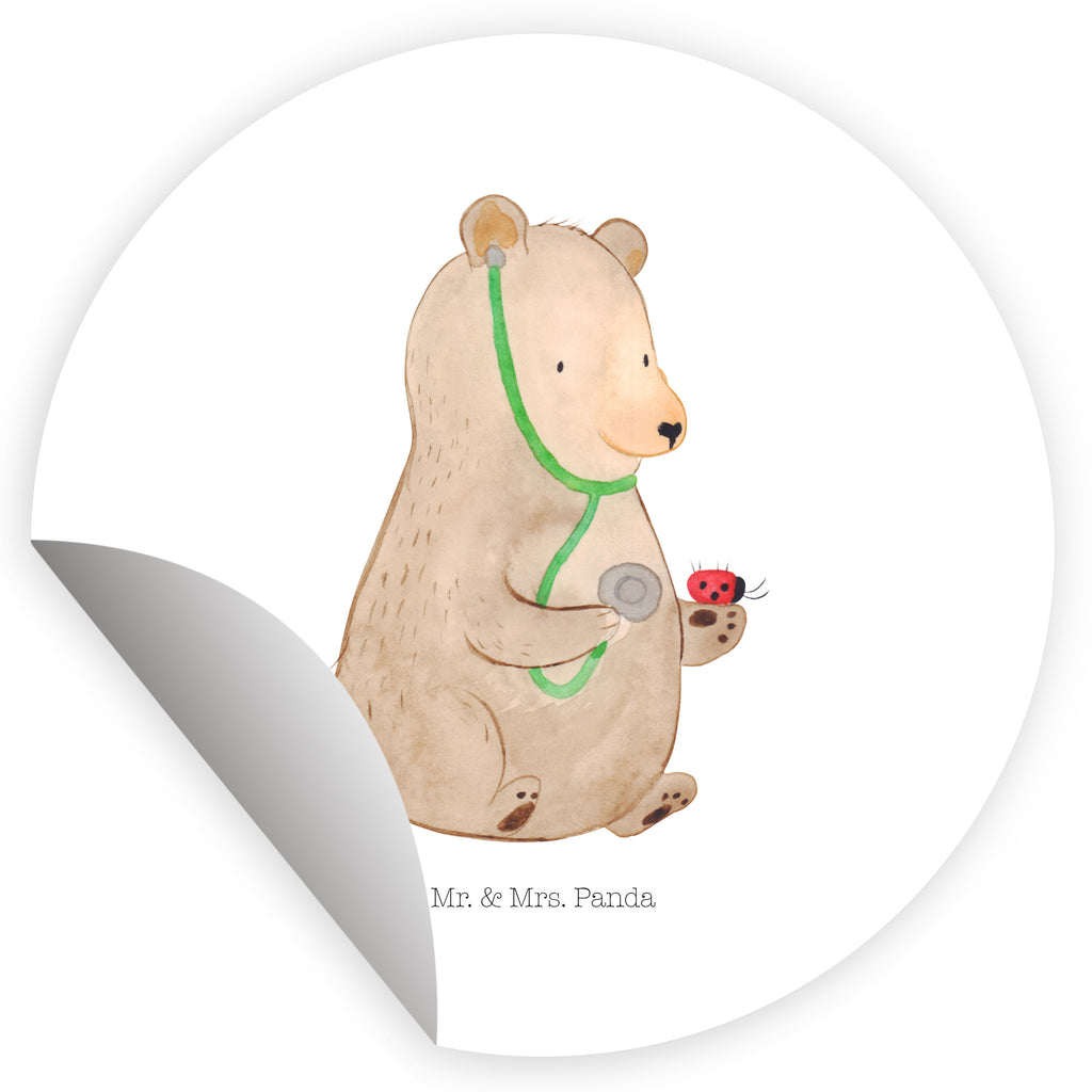 40mm Rund Aufkleber Bär Arzt Sticker, Aufkleber, Etikett, Bär, Teddy, Teddybär, Arzt, Ärztin, Doktor, Professor, Doktorin, Professorin