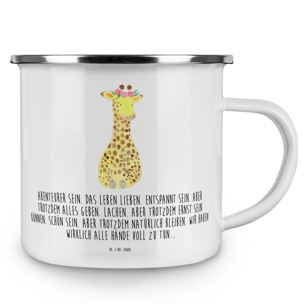 Camping Emaille Tasse Giraffe Blumenkranz Campingtasse, Trinkbecher, Metalltasse, Outdoor Tasse, Emaille Trinkbecher, Blechtasse Outdoor, Emaille Campingbecher, Edelstahl Trinkbecher, Metalltasse für Camping, Kaffee Blechtasse, Camping Tasse Metall, Afrika, Wildtiere, Giraffe, Blumenkranz, Abenteurer, Selbstliebe, Freundin