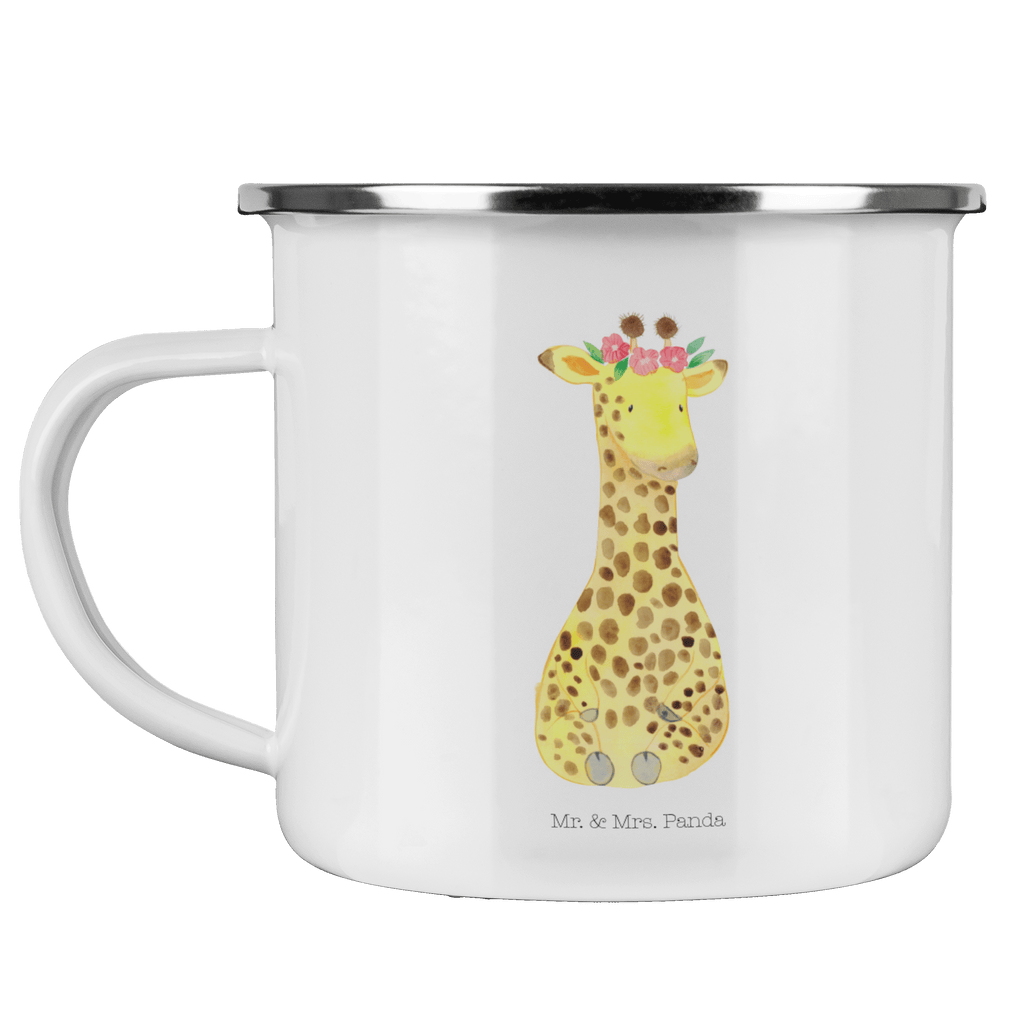 Camping Emaille Tasse Giraffe Blumenkranz Campingtasse, Trinkbecher, Metalltasse, Outdoor Tasse, Emaille Trinkbecher, Blechtasse Outdoor, Emaille Campingbecher, Edelstahl Trinkbecher, Metalltasse für Camping, Kaffee Blechtasse, Camping Tasse Metall, Afrika, Wildtiere, Giraffe, Blumenkranz, Abenteurer, Selbstliebe, Freundin