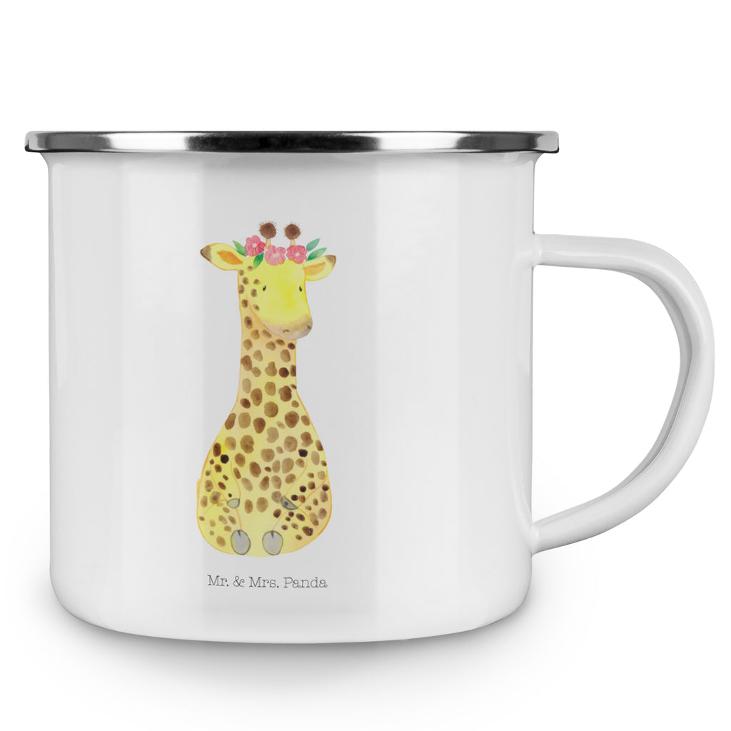 Camping Emaille Tasse Giraffe Blumenkranz Campingtasse, Trinkbecher, Metalltasse, Outdoor Tasse, Emaille Trinkbecher, Blechtasse Outdoor, Emaille Campingbecher, Edelstahl Trinkbecher, Metalltasse für Camping, Kaffee Blechtasse, Camping Tasse Metall, Afrika, Wildtiere, Giraffe, Blumenkranz, Abenteurer, Selbstliebe, Freundin