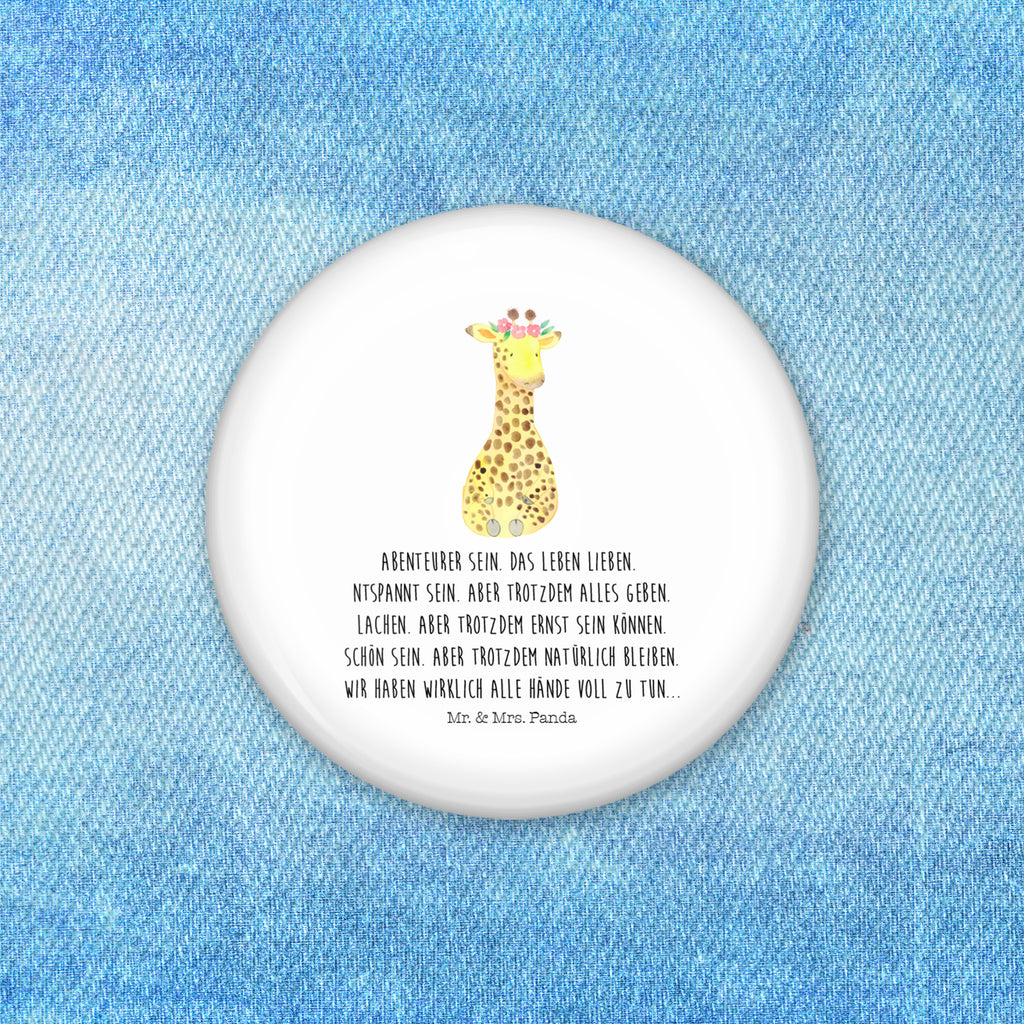 50mm Button Giraffe Blumenkranz 50mm Button, Button, Pin, Anstecknadel, Afrika, Wildtiere, Giraffe, Blumenkranz, Abenteurer, Selbstliebe, Freundin