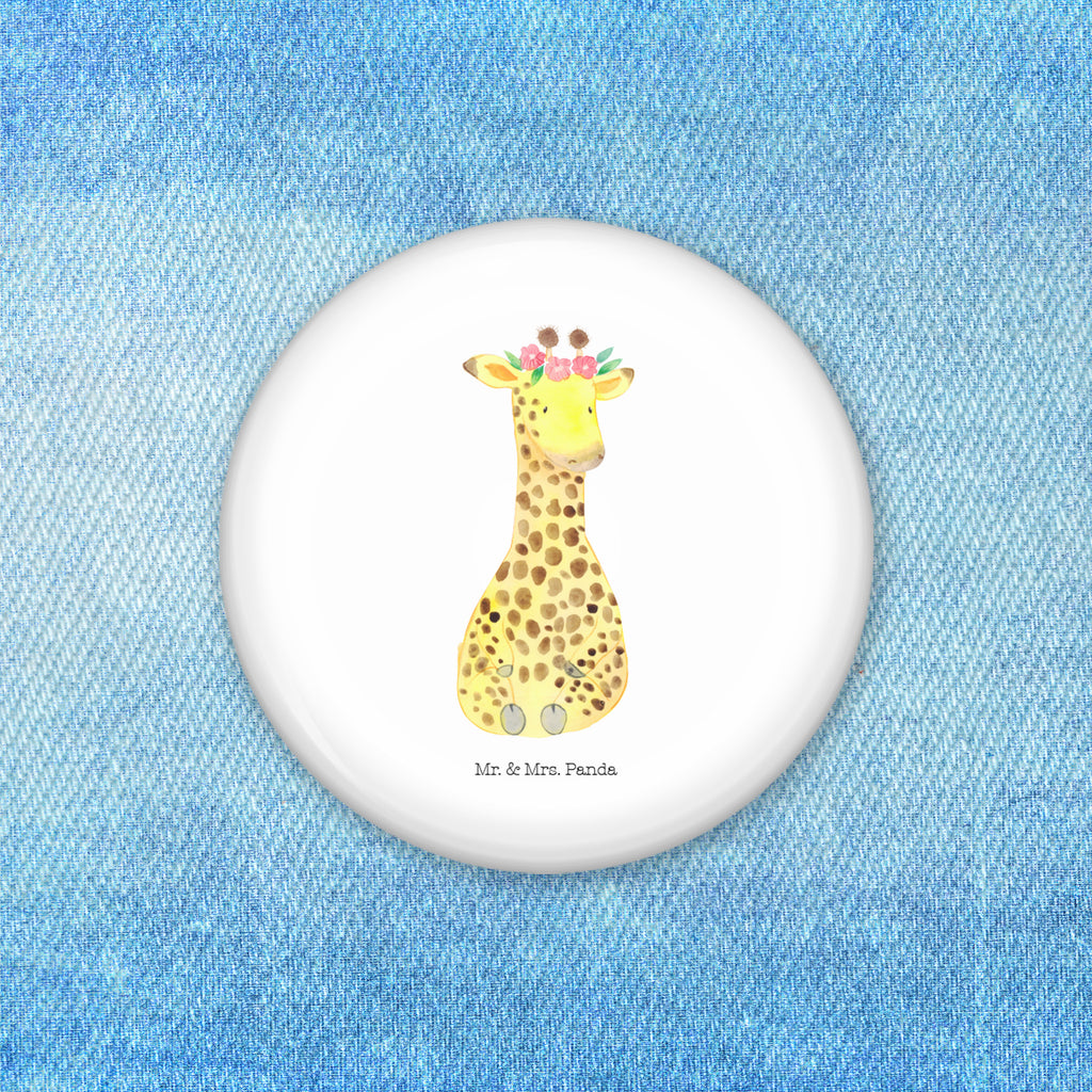 50mm Button Giraffe Blumenkranz 50mm Button, Button, Pin, Anstecknadel, Afrika, Wildtiere, Giraffe, Blumenkranz, Abenteurer, Selbstliebe, Freundin
