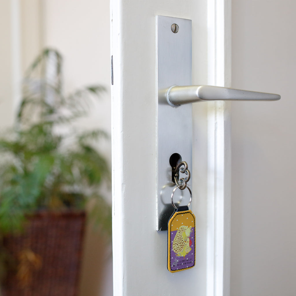 Rechteckig Schlüsselanhänger Giraffe mit Kind Schlüsselanhänger, Anhänger, Taschenanhänger, Glücksbringer, Schutzengel, Afrika, Wildtiere, Giraffe, Kind, Mutter, Mama, Tochter, Sohn, Lieblingsmensch