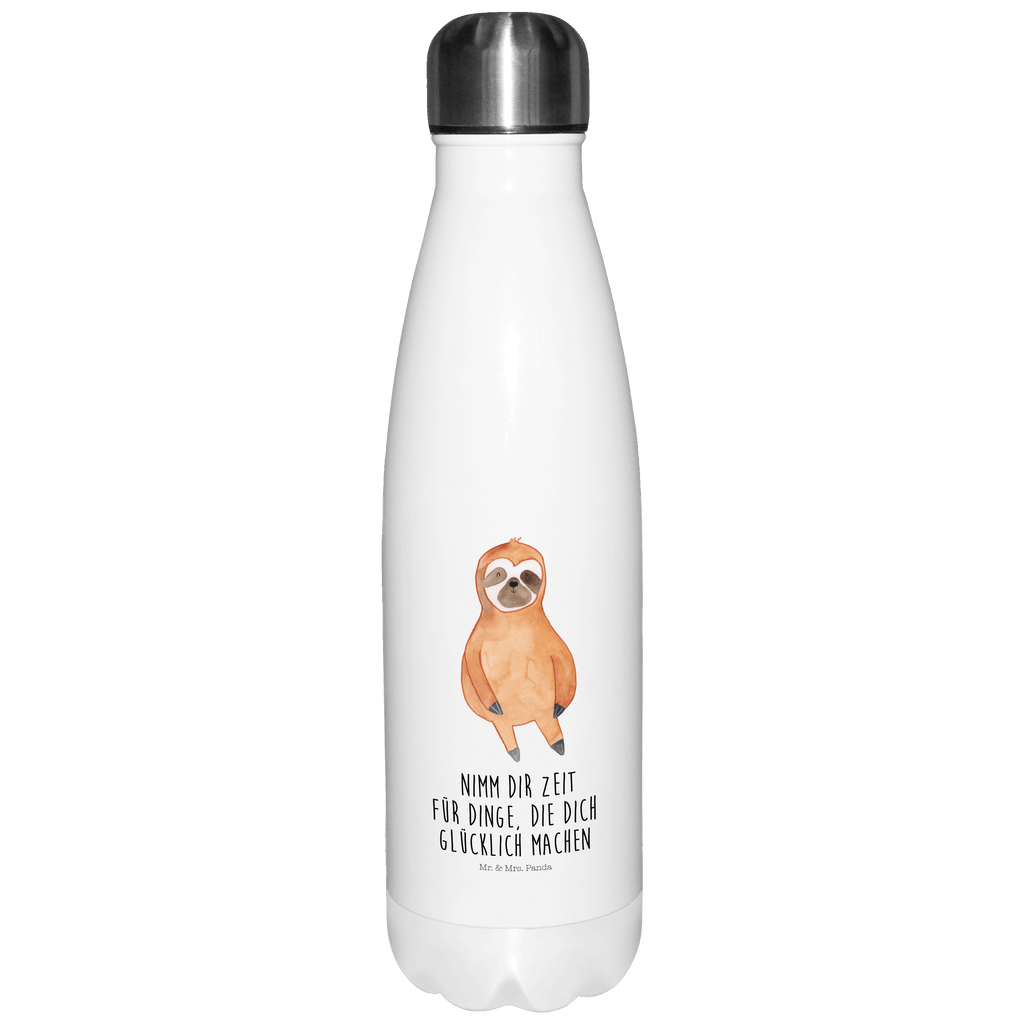 Thermosflasche Faultier Zufrieden Isolierflasche, Thermoflasche, Trinkflasche, Thermos, Edelstahl, Faultier, Faultier Geschenk, Faultier Deko, Faultiere, faul, Lieblingstier, Pause, relaxen, Glück, glücklich, zufrieden, happy, Zufriedenheit, Gelassenheit, Ruhe, Frieden
