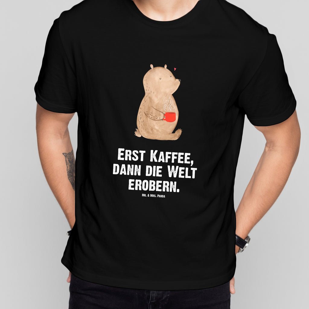 Größe M T-Shirt Bär Kaffee T-Shirt, Shirt, Tshirt, Lustiges T-Shirt, T-Shirt mit Spruch, Party, Junggesellenabschied, Jubiläum, Geburstag, Herrn, Damen, Männer, Frauen, Schlafshirt, Nachthemd, Sprüche, Bär, Teddy, Teddybär, Kaffee, Coffee, Bären, guten Morgen, Morgenroutine, Welt erobern, Welt retten, Motivation