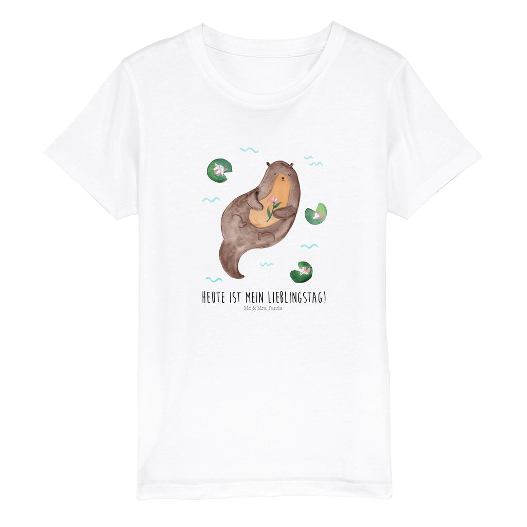 Organic Kinder T-Shirt Otter mit Seerose Kinder T-Shirt, Kinder T-Shirt Mädchen, Kinder T-Shirt Jungen, Otter, Fischotter, Seeotter, Otter Seeotter See Otter