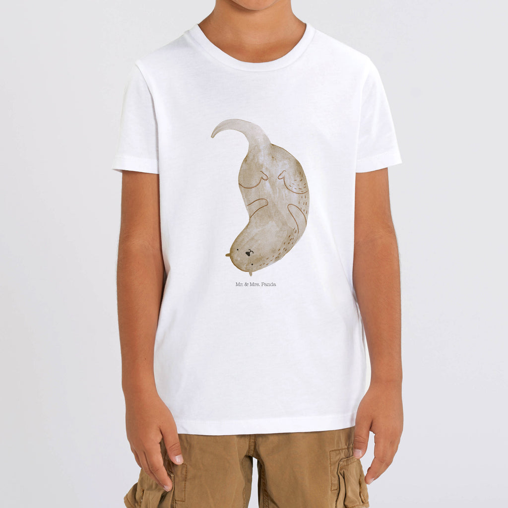 Organic Kinder T-Shirt Otter kopfüber Kinder T-Shirt, Kinder T-Shirt Mädchen, Kinder T-Shirt Jungen, Otter, Fischotter, Seeotter, Otter Seeotter See Otter