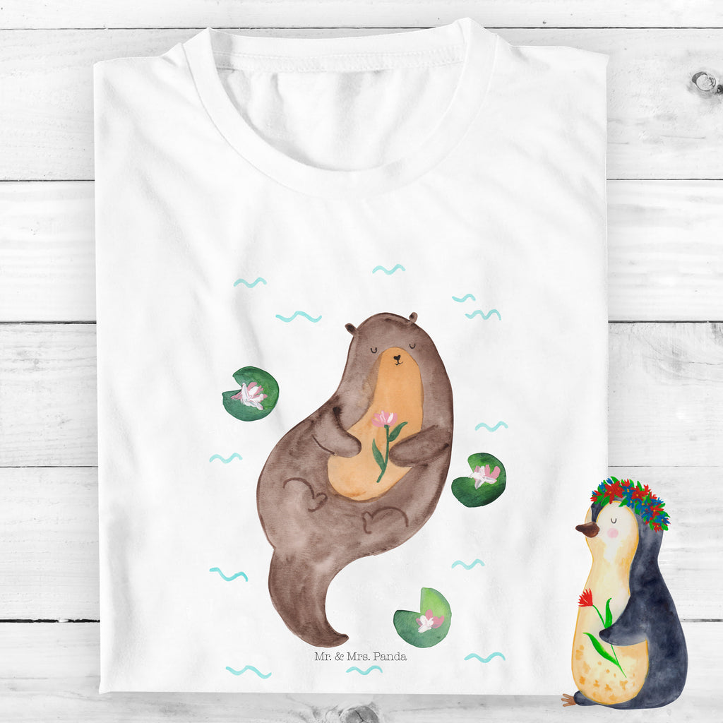 Organic Kinder T-Shirt Otter mit Seerose Kinder T-Shirt, Kinder T-Shirt Mädchen, Kinder T-Shirt Jungen, Otter, Fischotter, Seeotter, Otter Seeotter See Otter