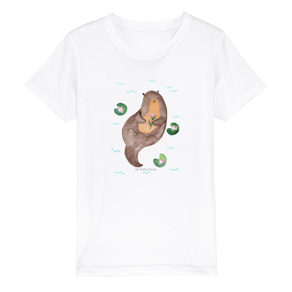 Organic Kinder T-Shirt Otter mit Seerose Kinder T-Shirt, Kinder T-Shirt Mädchen, Kinder T-Shirt Jungen, Otter, Fischotter, Seeotter, Otter Seeotter See Otter