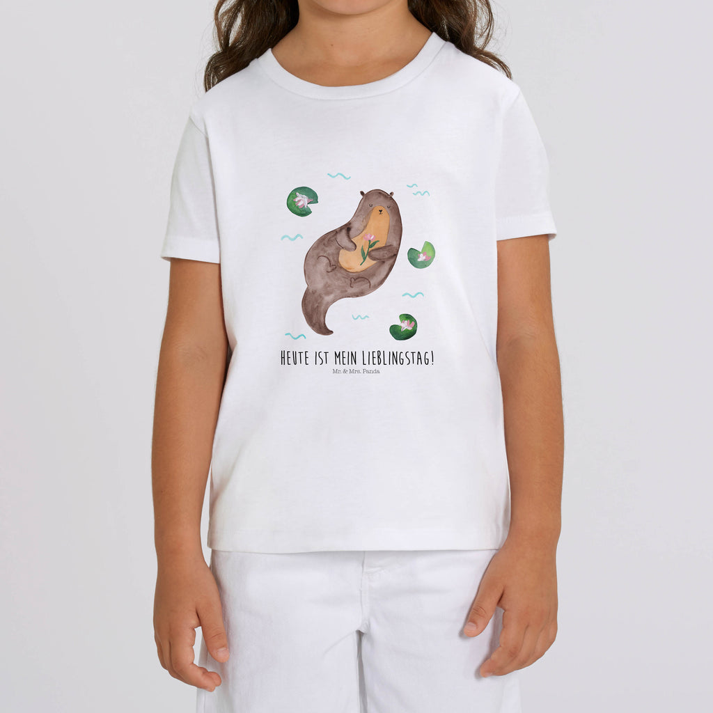 Organic Kinder T-Shirt Otter mit Seerose Kinder T-Shirt, Kinder T-Shirt Mädchen, Kinder T-Shirt Jungen, Otter, Fischotter, Seeotter, Otter Seeotter See Otter