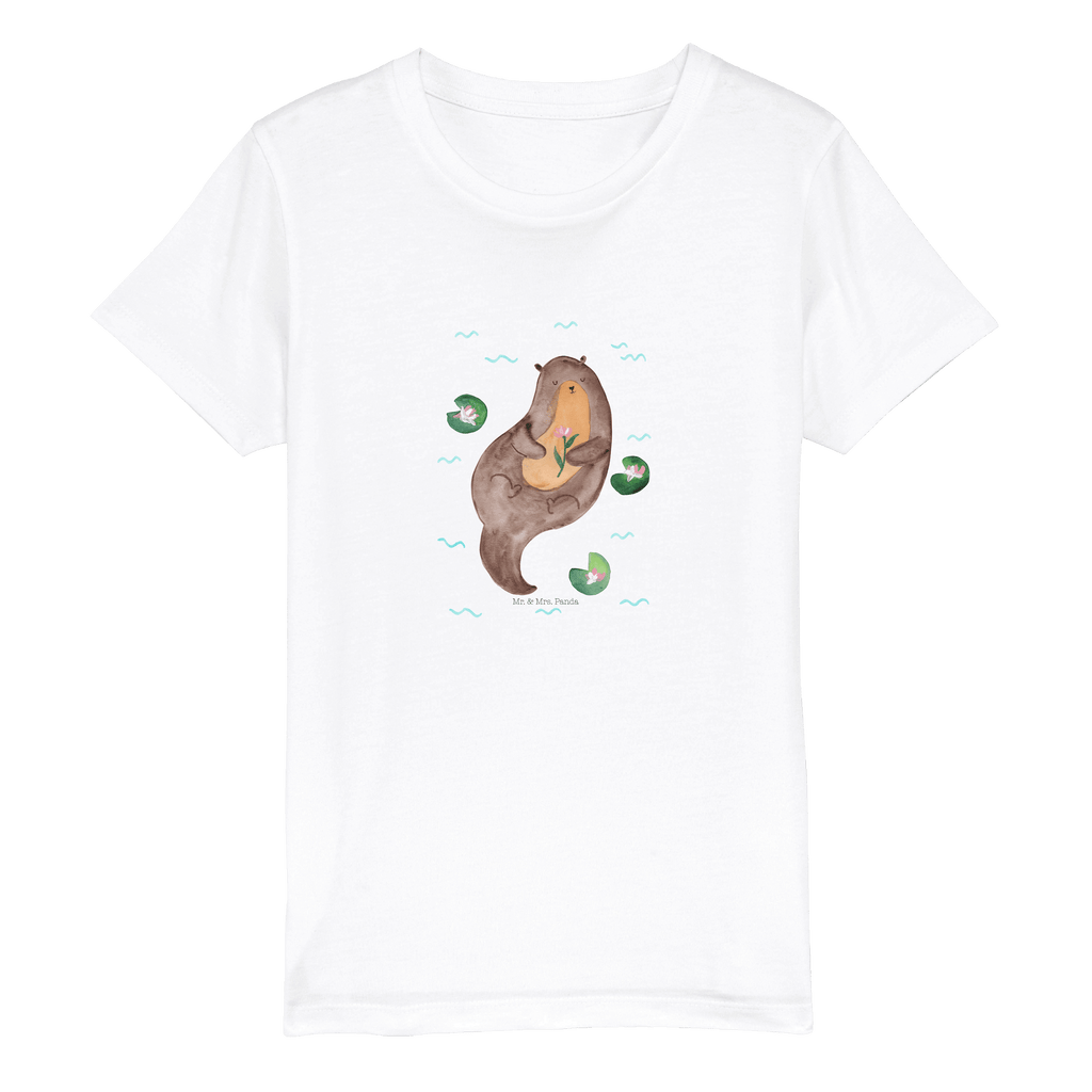 Organic Kinder T-Shirt Otter mit Seerose Kinder T-Shirt, Kinder T-Shirt Mädchen, Kinder T-Shirt Jungen, Otter, Fischotter, Seeotter, Otter Seeotter See Otter