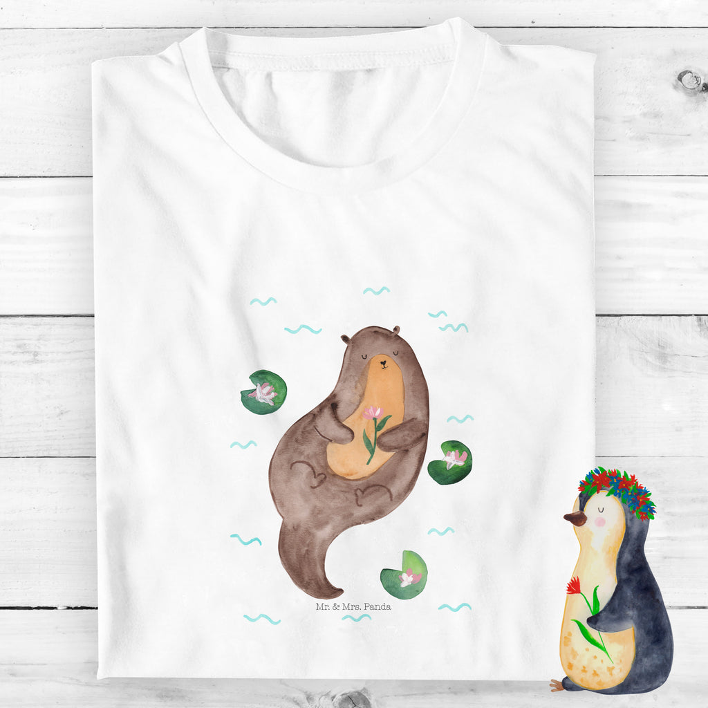 Organic Kinder T-Shirt Otter mit Seerose Kinder T-Shirt, Kinder T-Shirt Mädchen, Kinder T-Shirt Jungen, Otter, Fischotter, Seeotter, Otter Seeotter See Otter